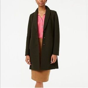 Jcrew Green Boiled Wool Topcoat Coat in Dark Moss Size 0